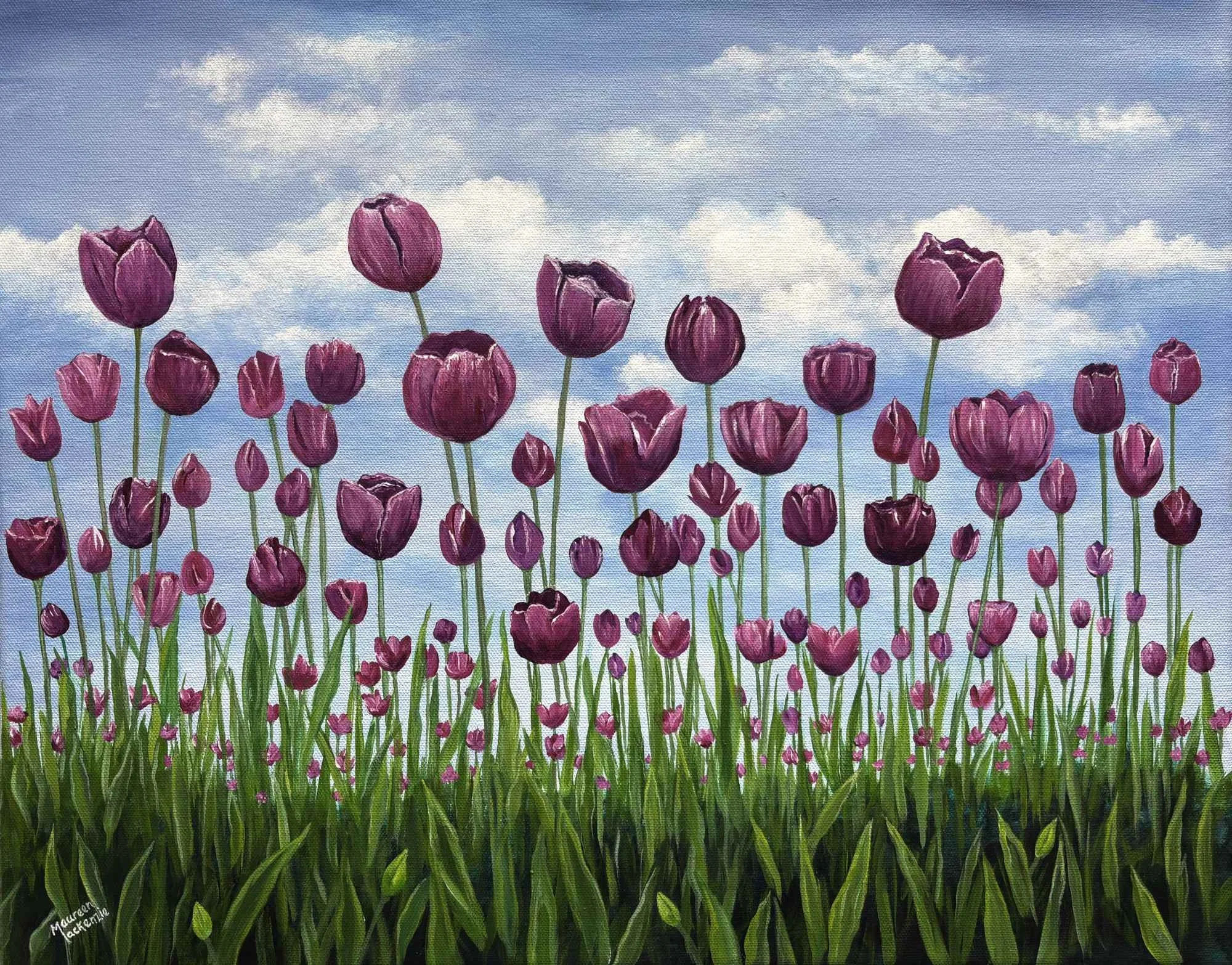 Original Acrylic Wildflower Painting, 16 x 20 Painting on Canvas